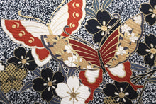 Load image into Gallery viewer, Furisode Black Gold White Butterfly Sakura Tall Silk #8775A2