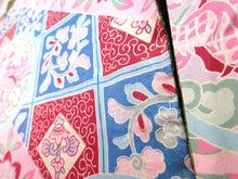 Load image into Gallery viewer, Haori Jacket Vintage(1920-1950) Long Type Naga-baori Moss Green Chrysanthemum #130