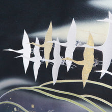 Load image into Gallery viewer, Tomesode Black Crane Birds Tall Silk #9313F2