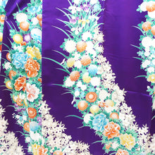 Load image into Gallery viewer, Furisode Purple Peony Chrysanthemum Tall Silk #8939B5