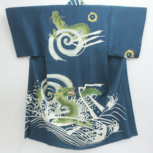 Load image into Gallery viewer, Men's Kimono Vintage(1950-1980) Blueish Green Hand painted Dragon Silk #9124D4