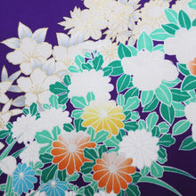 Load image into Gallery viewer, Furisode Purple Peony Chrysanthemum Tall Silk #8939B5