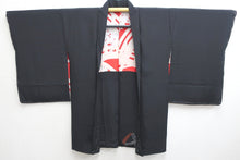 Load image into Gallery viewer, Haori Jacket Vintage(1950-1980) Black Chrysanthemum Urushi Silk #8686J1