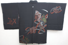 Load image into Gallery viewer, Haori Jacket Vintage(1950-1980) Black Chrysanthemum Urushi Silk #8686J1