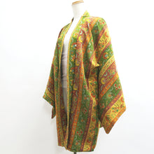 Load image into Gallery viewer, Haori Jacket Vintage(1950-1980) Brown Green Exotic Flowers Silk #8996C5