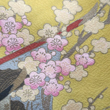 Load image into Gallery viewer, Furisode Yellow brown Ume Peony Wisteria Silk #9105D3