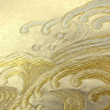 Load image into Gallery viewer, Fukuro Obi Vintage(1950-1980) Gold Curling Wave Silk BB185V1