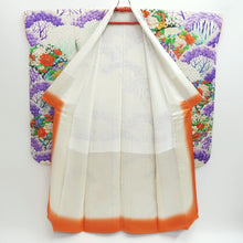 Load image into Gallery viewer, Furisode Cream white Purple Plum blossom Chrysanthemum Silk #9475G4