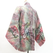 Load image into Gallery viewer, Haori Jacket Vintage(1950-1980) Red Green Yellow Shibori Cattleya Silk #9520H1