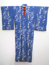 Load image into Gallery viewer, Kimono Vintage(1920-1950) Blue Bamboo Silk #8056N4