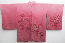 Load image into Gallery viewer, Haori Jacket Vintage(1950-1980) Pink Red Gradation Full Shibori Peony Silk #8501F2