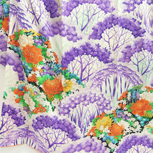 Load image into Gallery viewer, Furisode Cream white Purple Plum blossom Chrysanthemum Silk #9475G4