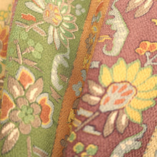Load image into Gallery viewer, Haori Jacket Vintage(1950-1980) Brown Green Exotic Flowers Silk #8996C5