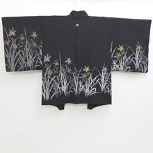 Load image into Gallery viewer, Haori Jacket Vintage(1950-1980) Black Silver Gold Narcissus Silk #9451G3