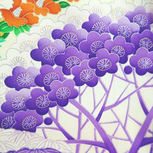 Load image into Gallery viewer, Furisode Cream white Purple Plum blossom Chrysanthemum Silk #9475G4