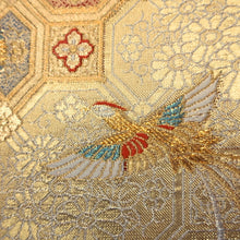 Load image into Gallery viewer, Fukuro Obi Vintage(1950-1980) Gold Birds Shousoin Silk BB186V1