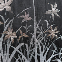 Load image into Gallery viewer, Haori Jacket Vintage(1950-1980) Black Silver Gold Narcissus Silk #9451G3