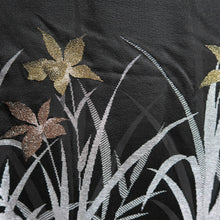 Load image into Gallery viewer, Haori Jacket Vintage(1950-1980) Black Silver Gold Narcissus Silk #9451G3