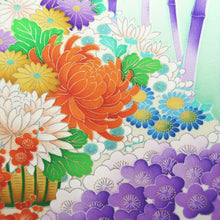 Load image into Gallery viewer, Furisode Cream white Purple Plum blossom Chrysanthemum Silk #9475G4