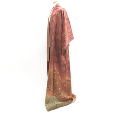 Load image into Gallery viewer, Kimono Brown Reddish Brown Wisteria Maple Leaf Silk #9339F3