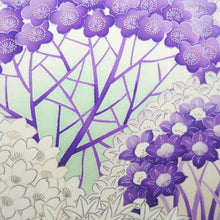 Load image into Gallery viewer, Furisode Cream white Purple Plum blossom Chrysanthemum Silk #9475G4