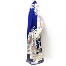 Load image into Gallery viewer, Furisode Blue Birds Cherry Blossom Silk #8934B5