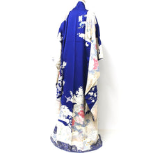 Load image into Gallery viewer, Furisode Blue Birds Cherry Blossom Silk #8934B5