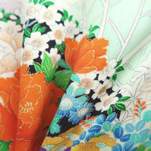 Load image into Gallery viewer, Furisode Cream white Purple Plum blossom Chrysanthemum Silk #9475G4