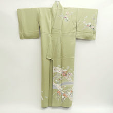 Load image into Gallery viewer, Kimono Pale Green Chrysanthemum Bellflower Camellia Silk #9361F5