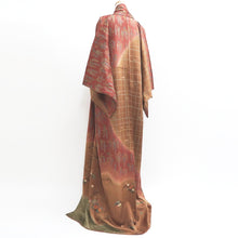 Load image into Gallery viewer, Kimono Brown Reddish Brown Wisteria Maple Leaf Silk #9339F3