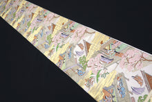 Load image into Gallery viewer, Fukuro Obi Vintage(1950-1980) Gold Pink Green Heian Princess Silk BB169W2