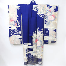Load image into Gallery viewer, Furisode Blue Birds Cherry Blossom Silk #8934B5