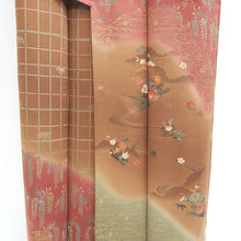 Load image into Gallery viewer, Kimono Brown Reddish Brown Wisteria Maple Leaf Silk #9339F3