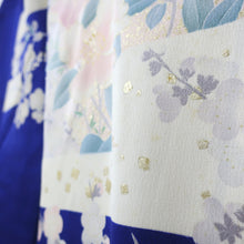 Load image into Gallery viewer, Furisode Blue Birds Cherry Blossom Silk #8934B5