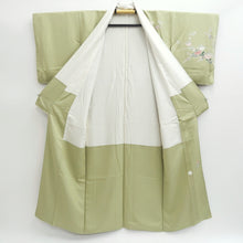 Load image into Gallery viewer, Kimono Pale Green Chrysanthemum Bellflower Camellia Silk #9361F5