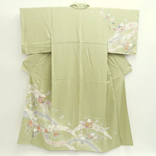 Load image into Gallery viewer, Kimono Pale Green Chrysanthemum Bellflower Camellia Silk #9361F5