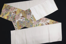 Load image into Gallery viewer, Fukuro Obi Vintage(1950-1980) Gold Pink Green Heian Princess Silk BB169W2