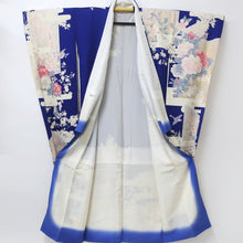 Load image into Gallery viewer, Furisode Blue Birds Cherry Blossom Silk #8934B5