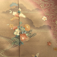 Load image into Gallery viewer, Kimono Brown Reddish Brown Wisteria Maple Leaf Silk #9339F3