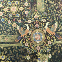 Load image into Gallery viewer, Fukuro Obi Black Gold Mukaibato Flower Silk BB227V3