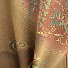 Load image into Gallery viewer, Kimono Brown Reddish Brown Wisteria Maple Leaf Silk #9339F3
