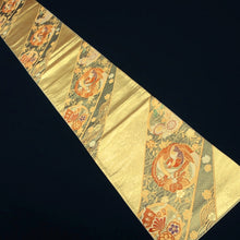 Load image into Gallery viewer, Fukuro Obi Vintage(1950-1980) Gold Phoenix Butterfly Silk BB188V1