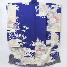 Load image into Gallery viewer, Furisode Blue Birds Cherry Blossom Silk #8934B5
