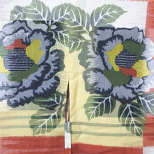 Load image into Gallery viewer, Haori Jacket Vintage(1920-1950) Light Yellow Light Brown Peony Meisen Long Silk #8850B1