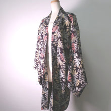 Load image into Gallery viewer, Haori Jacket Vintage(1950-1980) Brownish Brown Botanical Silk #8866B2