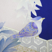 Load image into Gallery viewer, Furisode Blue Birds Cherry Blossom Silk #8934B5