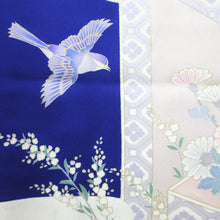 Load image into Gallery viewer, Furisode Blue Birds Cherry Blossom Silk #8934B5