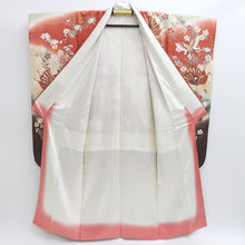 Load image into Gallery viewer, Furisode Vermillion Pale Green Butterfly Cherry Blossom Tall Silk #9307F1