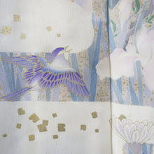 Load image into Gallery viewer, Furisode Blue Birds Cherry Blossom Silk #8934B5