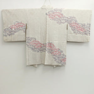 Haori Jacket Vintage(1950-1980) White Full Shibori Pine Tree Silk #9250E4